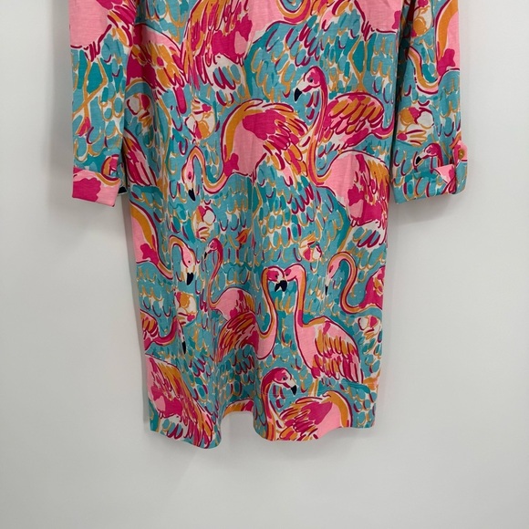Lilly Pulitzer Linden Peel and Eat Flamingo 3/4 Sleeve Dress Size S Beach Preppy - Picture 4 of 11